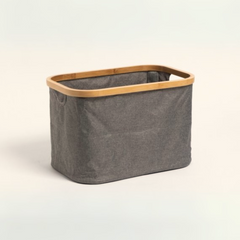 CESTO ORGANIZADOR GRIS BAMBOO 33X22X24CM