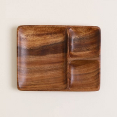 BANDEJA ACACIA RECTANGULAR DE 3 DIVISIONES MANILA 25,5X19 CM