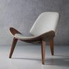 Image of Sillon Hansen Madera Oscura Tapizado Ecocuero Blanco