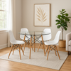 Image of Combo: Mesa eames de 0.80 mts + 4 sillas eames en color blanco y patas naturales
