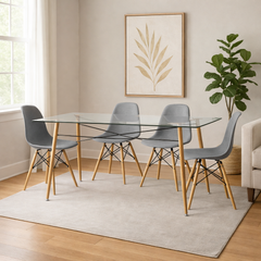 Mesa pop rectangular de 1,20 cm + 4 sillas Eames grises