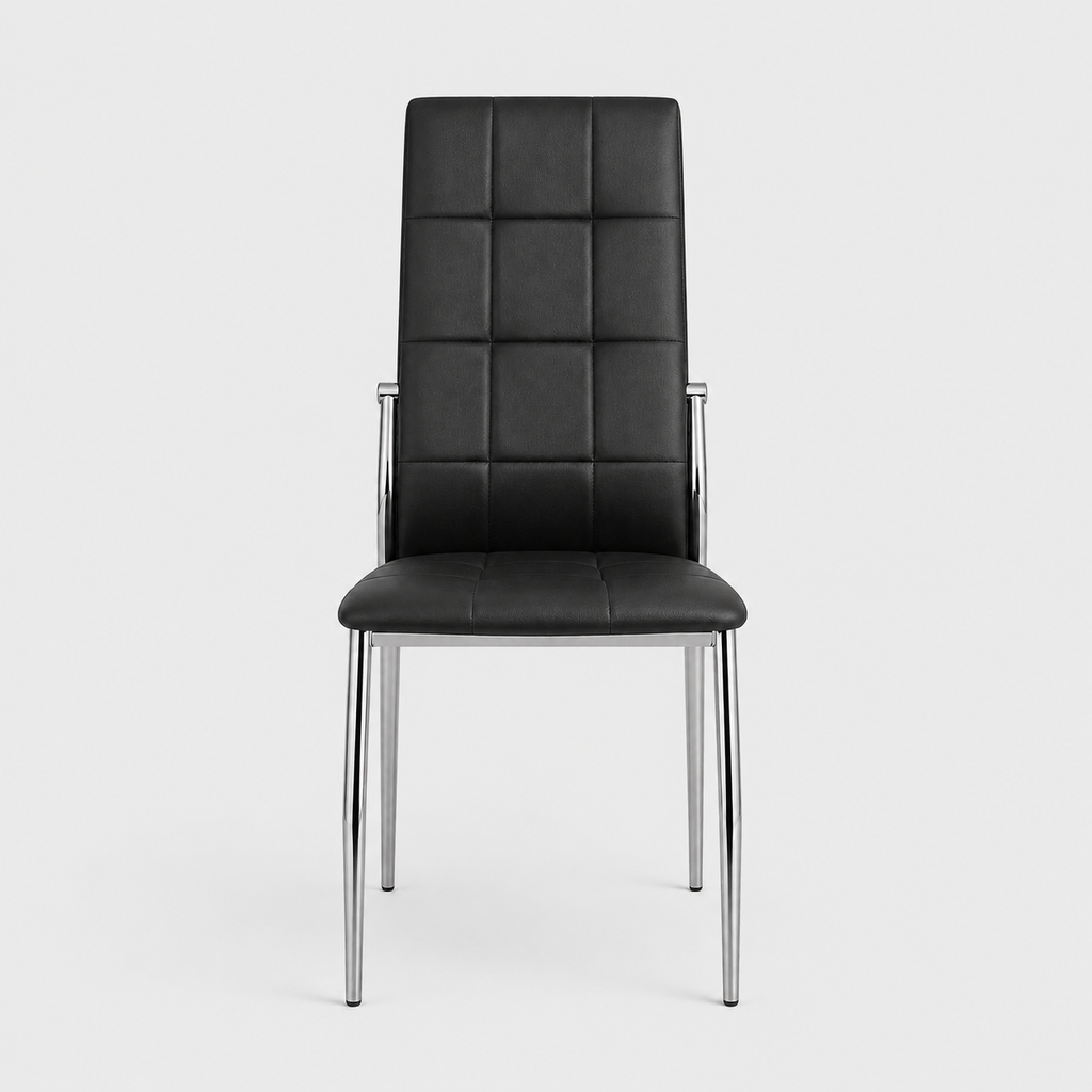 Silla New Paris tapizada con patas cromadas