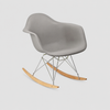 Image of Sillón Eames mecedora de plástico con apoya brazos y patas de madera natural