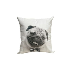 Almohadón velvet con aplique de moño family pug