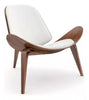 Image of Sillon Hansen Madera Oscura Tapizado Ecocuero Blanco