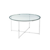 Image of Mesa ratona edison de vidrio con base cromada.