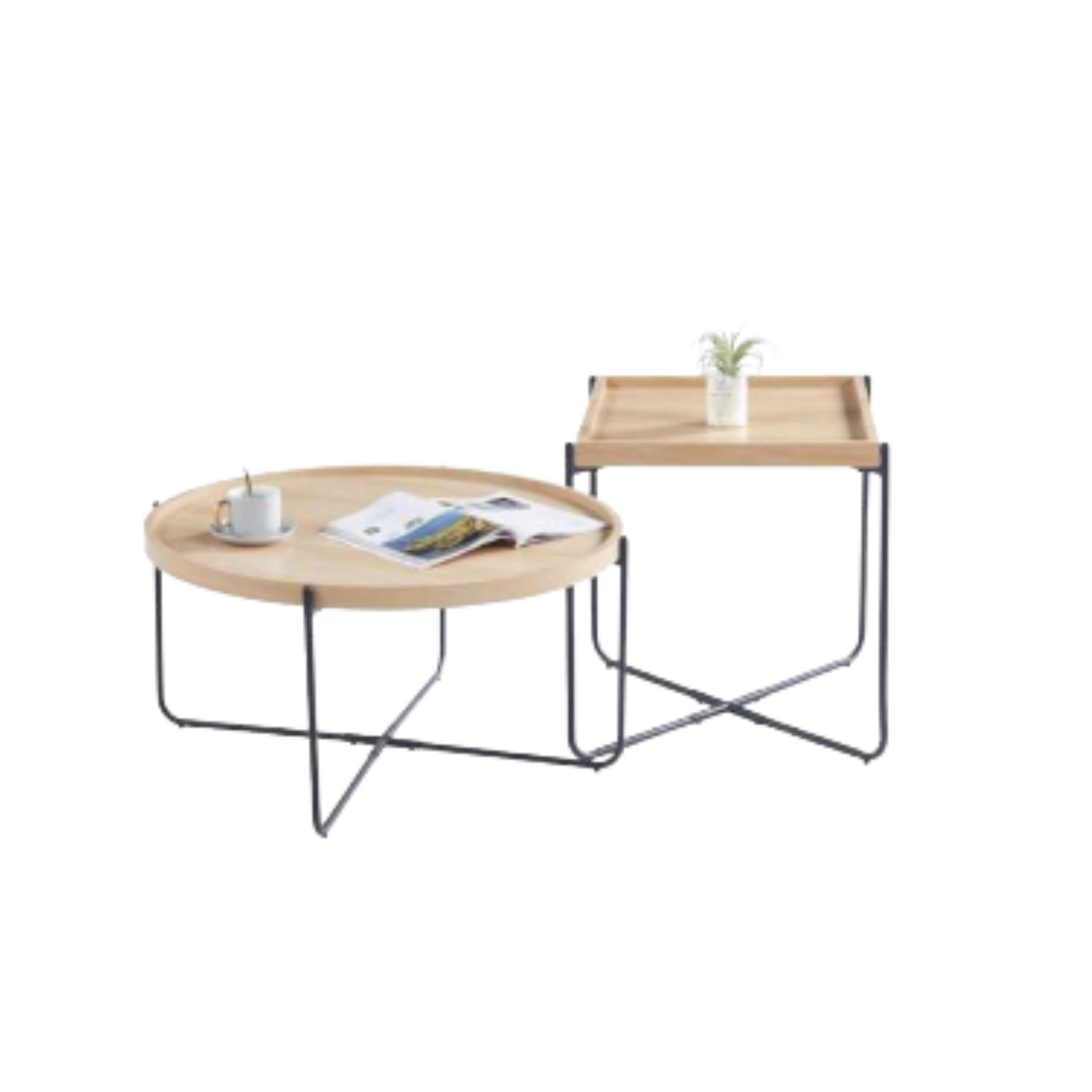 Mesa ratona set strike de madera con patas metálicas