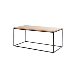Mesa ratona con tapa de madera y patas de hierro