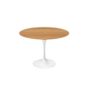 Image of Mesa Tulip redonda tapa de madera natural y pata blanca metálica