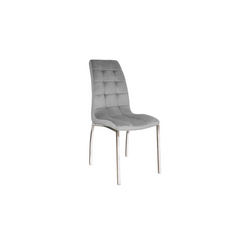 Silla Venecia tapizada en pana color gris y patas cromadas