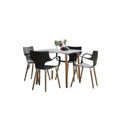 Mesa Camelia Tapa Blanca y Patas de Madera Natural. Medidas Varias