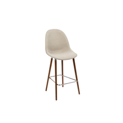 Banqueta Nina Wood Tapizada en Lino con Patas de Madera