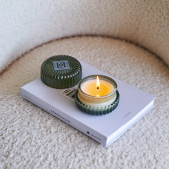 Vela Glowy envase de vidrio.