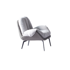 Sillón norden tapizado en tela gris con respaldo gris y patas negras