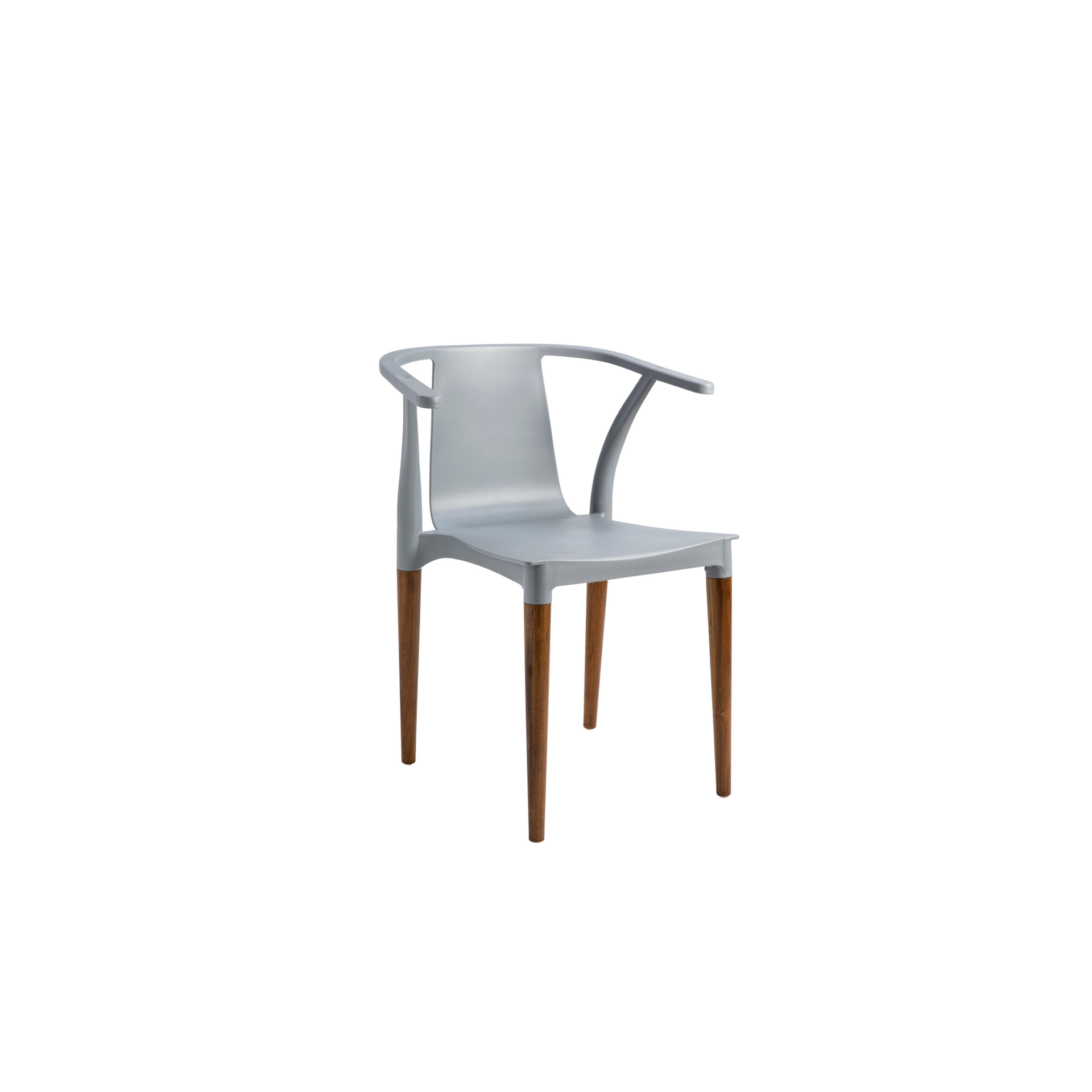 Silla Palta Wood gris plástica con patas de madera
