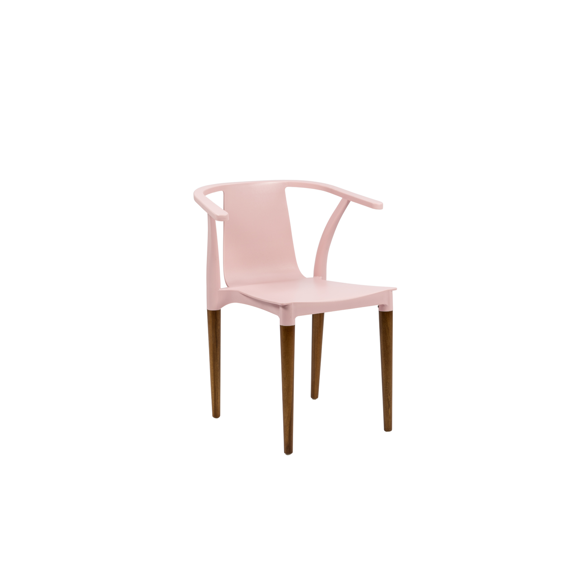 Silla Palta Wood rosa plástica con patas de madera