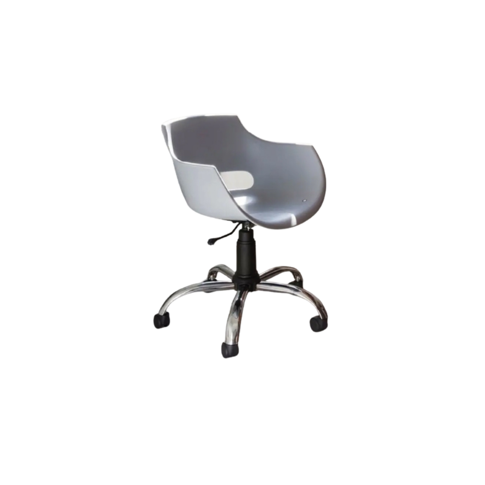 Silla de oficina Frida gris oscuro neumática con patas cromadas
