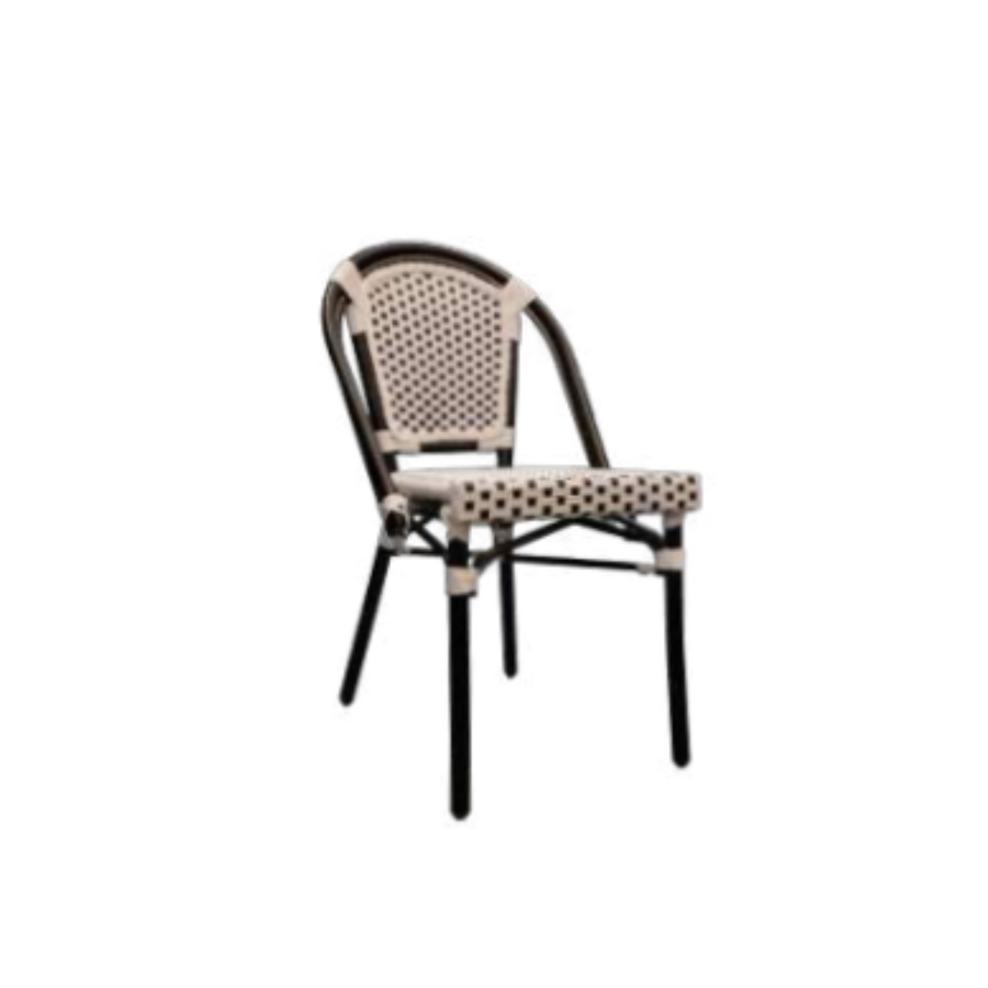 Silla French bistro de madera con un esterillado de ratan - blanco y negro