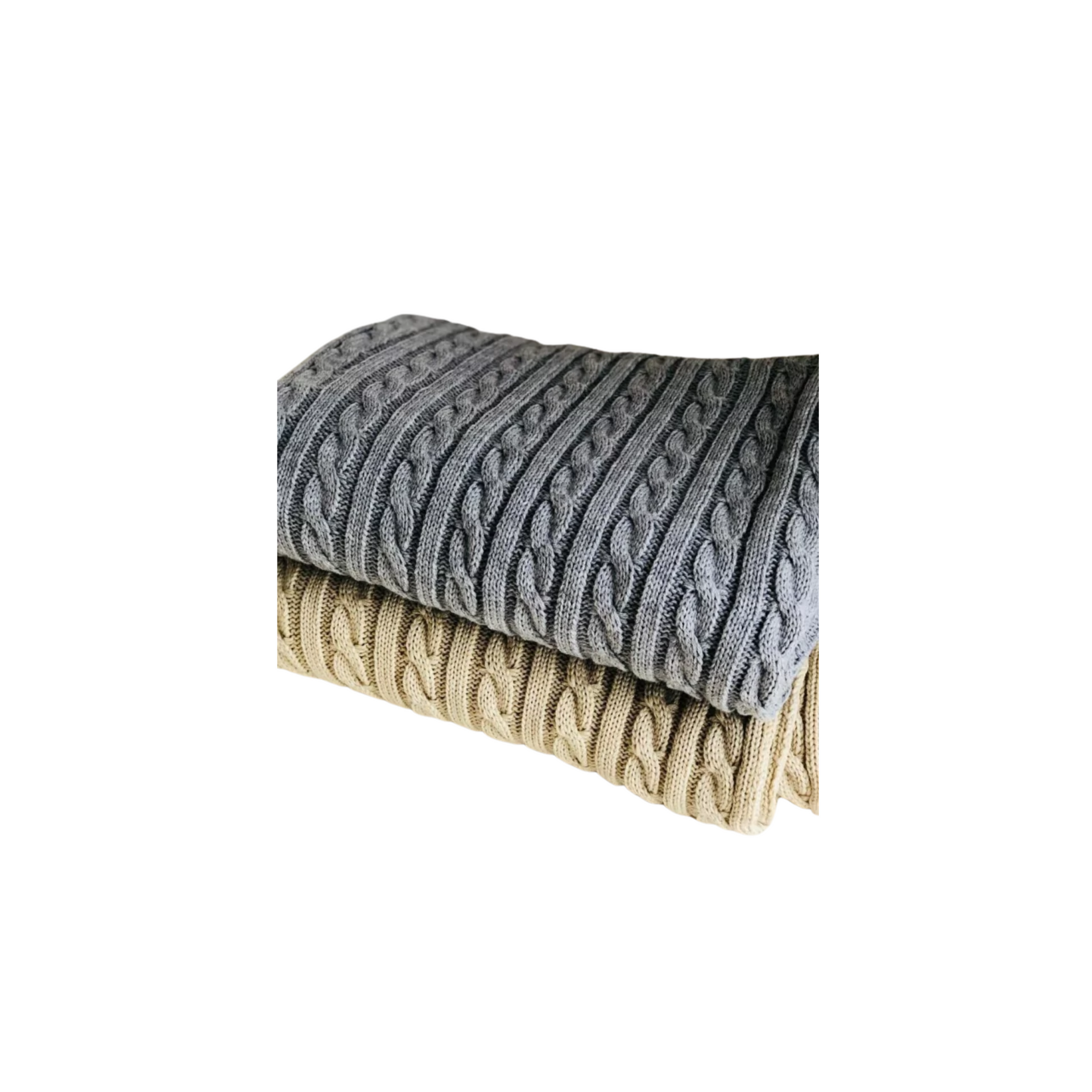 Manta pie de cama 180x80cm tejido ochos Gris o Natural