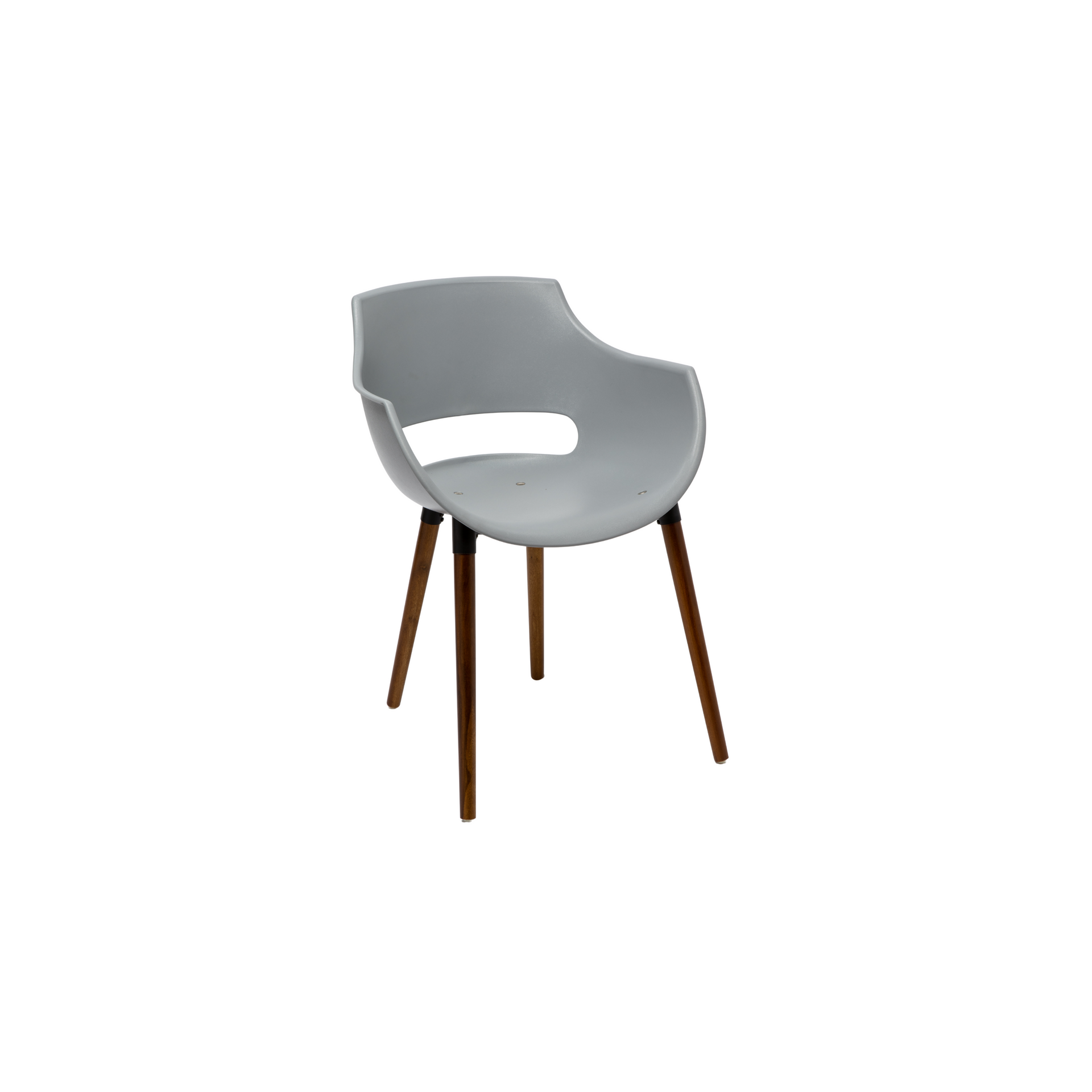 Silla Frida Wood plástico gris con patas de madera