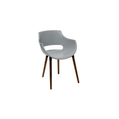 Silla Frida Wood plástico gris con patas de madera