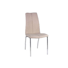 Silla kiev tapizada beige con patas cromadas