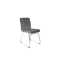 Silla barcelona tapizada en pana con patas trineo cromado