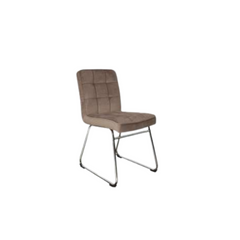 Silla barcelona tapizada en pana con patas trineo cromado