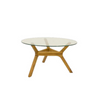 Image of Mesa ratona heyra con tapa de vidrio y patas de madera natural