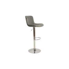 Banqueta Santori velvet gris alta con patas cromadas