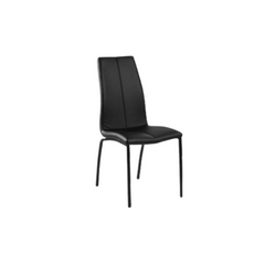 Silla Kiev tapizada en ecocuero negro con patas negras