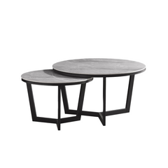 Set mesa ratona Amanda simil mármol gris y patas negras