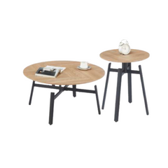 Mesa ratona mandy x2 tapa natural haya y patas de madera negras