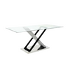Image of Mesa exxe con tapa de vidrio templado y patas de madera/cromadas
