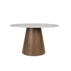 Mesa New Flow Stone base madera lisa tapa simil marmol