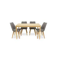 Mesa de madera paraíso Hindy y 4 sillas nórdicas Scandy