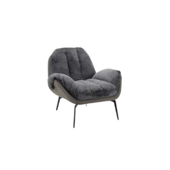 Sillón norden tapizado en tela gris con respaldo gris y patas negras