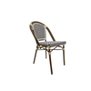 Image of Silla French bistro esterillado de simil ratan plástico con patas marrones - blanco y azul