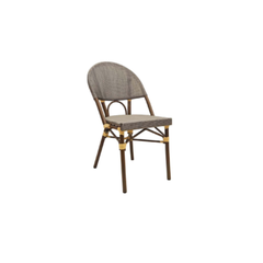Silla French bistro esterillado de simil ratan plástico con patas marrones - gris claro