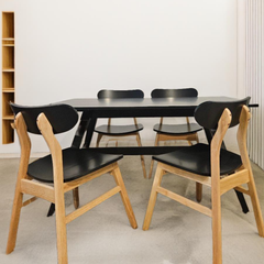 Silla Bergen curva de madera - Negra/Natural