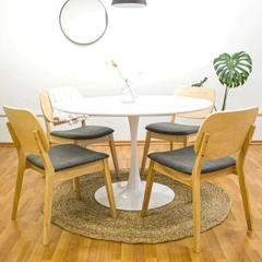 Silla Baltic natural respaldo wood tapizada en tela - Gris