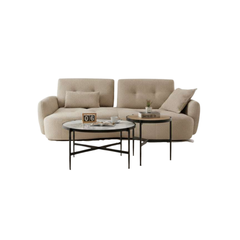 Sillón dubai tapizado de tela bouclé visón en 2 cuerpos