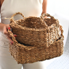 Image of Canastos: Set x3 canastos rectangulares con manija de seagrass
