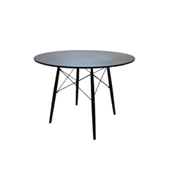 Mesa Eames redonda tapa negra con patas de madera negra - 1 mts