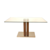 Image of Mesa Harmony con tapa de vidrio templado y patas de madera