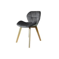 Silla Rombo gris tapizada con patas de madera