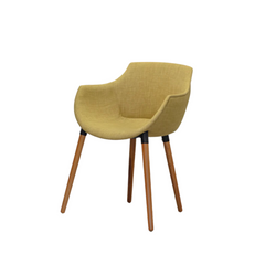 Silla Frida Wood tapizada lima en lino con patas de madera