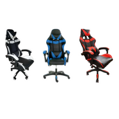 Silla de oficina Gamer con apoya cabezas y almohadón lumbar.