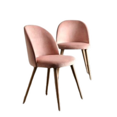 Silla Macaron tapizado en pana. Patas simil madera natural