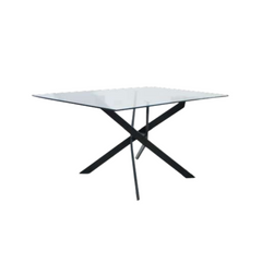 Mesa de comedor Insignia con tapa de vidrio templado  y patas negras - 160 mts x 90 cm